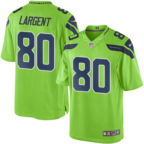 Men's Limited Steve Largent Nike Jersey Green - #80 Rush NFL Seattle Seahawks